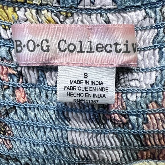 BOG Collective-Women's Spaghetti Adjust. Straps-Floral Dress-Small-Ruching Waist - Picture 14 of 16